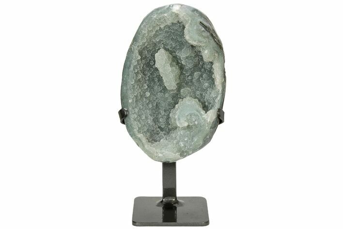 Sparkling, Green Druzy Quartz Geode With Metal Stand #233928